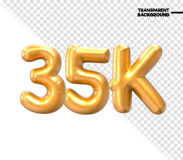 35K Number Gold 3D Render