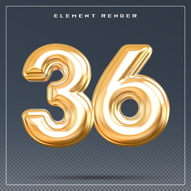 36 numéros d'or rendu en 3D