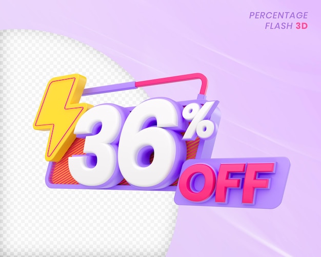 36 percento di sconto con elemento flash 3D Render Premium PSD