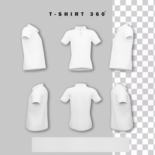 360 weiße T-Shirt-Modelle mit klarem Hintergrund
