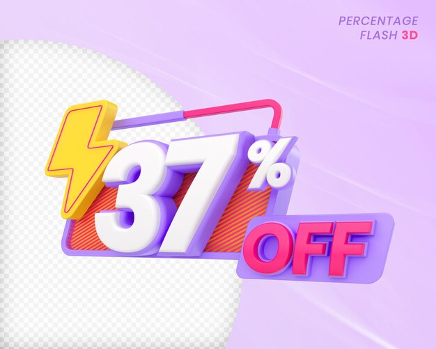 37 por ciento de descuento con elemento flash 3D Render Premium PSD