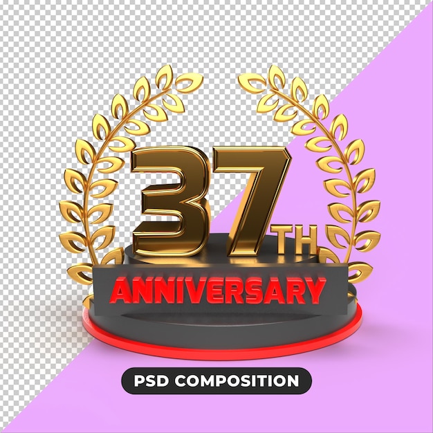 37e Anniversaire Rendu 3d Fond Transparent