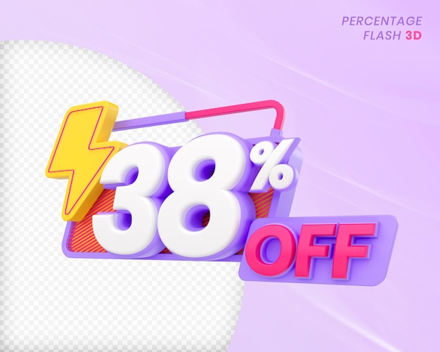38 Prozent Rabatt mit Flash-Element 3D Render Premium PSD