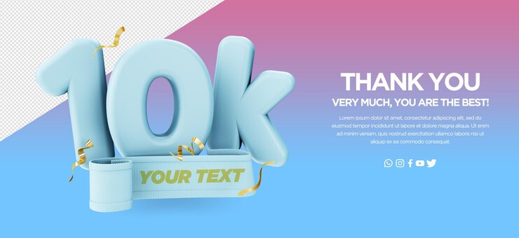 PSD 3d 10k seguidores y suscriptores sociales