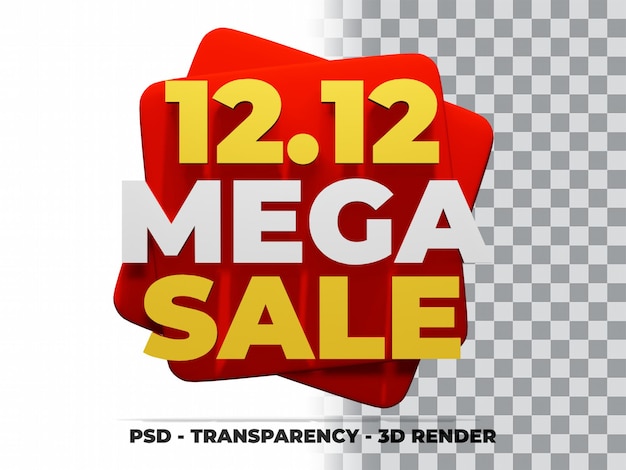 PSD 3d 12.12 shopping day sale mega sale avec fond transparent