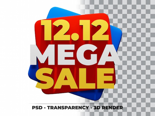 3D 12.12 Shopping Day Sale Mega Sale avec fond transparent
