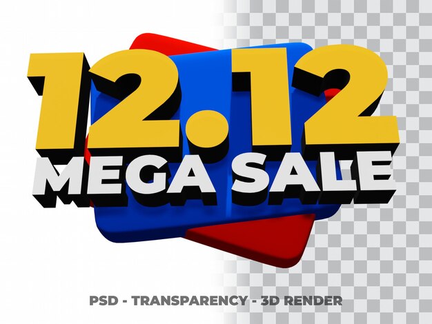 3d 12.12 Shopping Day Sale Mega Sale Avec Fond Transparent