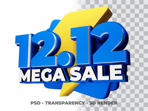 PSD 3d 12.12 shopping day sale mega sale avec fond transparent