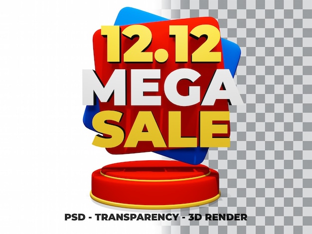 3d 12.12 shopping day sale mega sale mit transparentem hintergrund