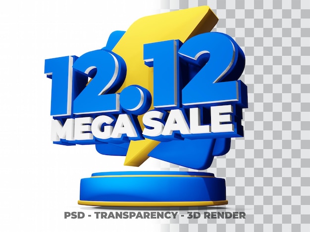 3D 12.12 Shopping Day Sale Mega Sale mit transparentem Hintergrund