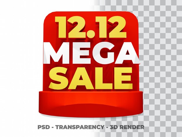 3d 12.12 shopping day sale mega sale mit transparentem hintergrund