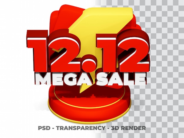 3D 12.12 Shopping Day Vendita Mega vendita con sfondo trasparente
