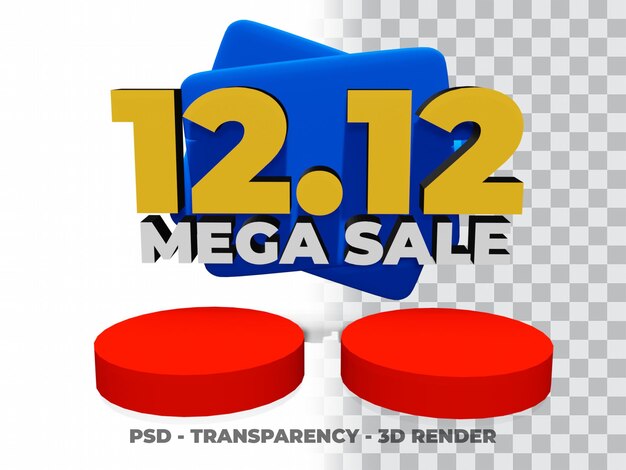 3D 1212 Shopping Day Sale Mega Sale mit transparentem Hintergrund