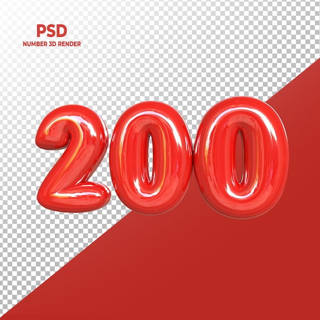 3d 200 rendering prozentsatz für soziale farbe rot premium psd