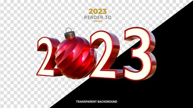 3d 2023 com bola de natal renderização de alta qualidade textura vermelha brilhante