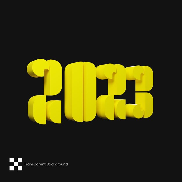 3d 2023 Neon Yellow icon 3d render, ilustração 3d