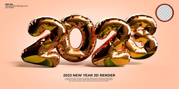 3D 2023 Neujahr gelb weiß abstrakter Hintergrund Gold Style
