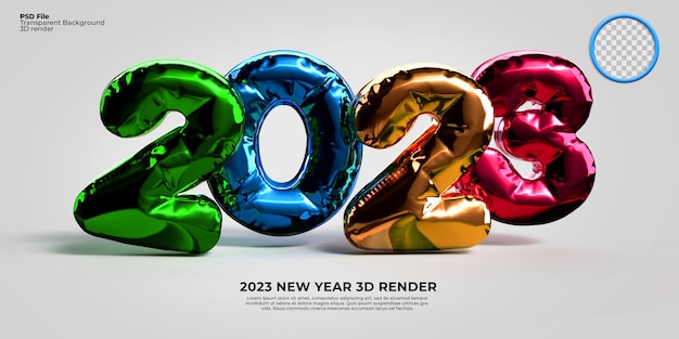 3D 2023 nuovo anno giallo bianco astratto sfondo gree, blu, oro, colori rossi