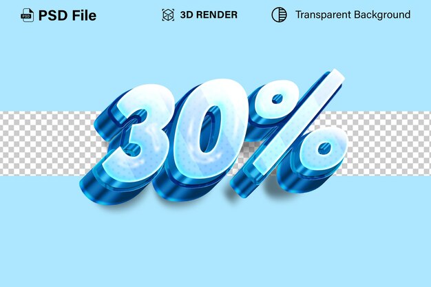 3d 30 descuento reciente 30 efecto de nieve metálica aislado en fondo transparente