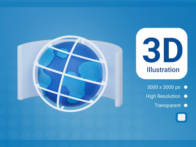 PSD 3d 360 visión del icono de la tierra