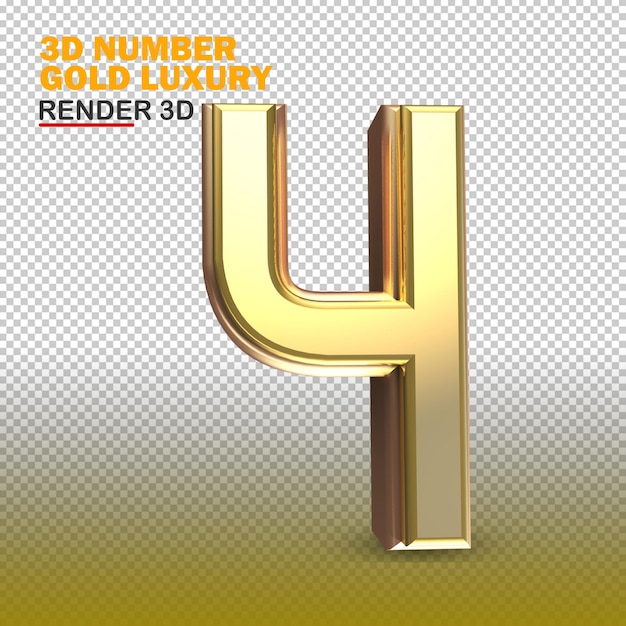 3D 4 Número Oro lujo