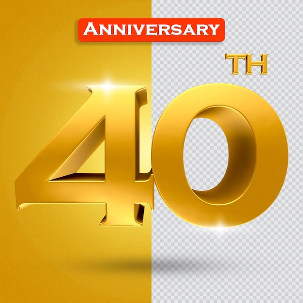 3d 40-jähriges Jubiläum mit goldenem Stil