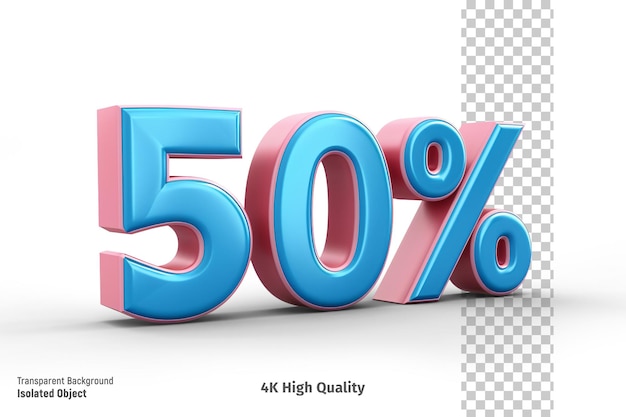 3D 50 por ciento de descuento fondo aislado