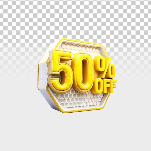 3d 50 per cento Icona isolata su sfondo trasparente