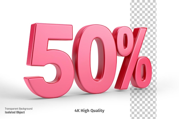 3D 50 Prozent Rabatt isolierter Hintergrund