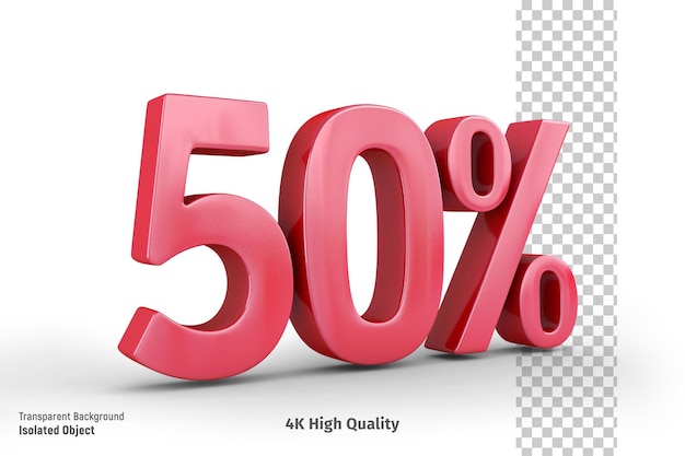 3D 50 Prozent Rabatt isolierter Hintergrund