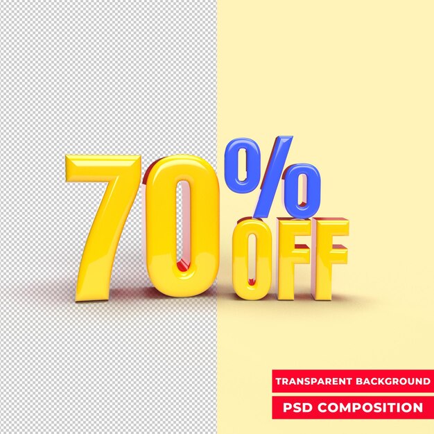 3d 70 por ciento de descuento colección de descuento amarillo brillante 70 por ciento