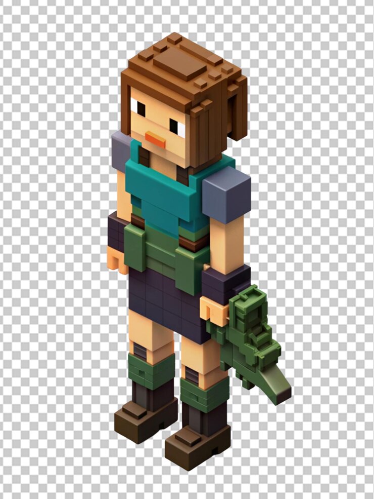 PSD 3d 8 bit pixel dibujos animados de grayson en blusa con todo el cuerpo