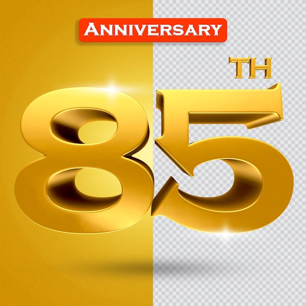 3d 85º aniversário com estilo dourado