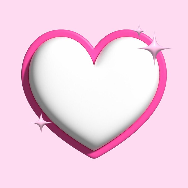 PSD 3d a forma di cuore rosa caldo con scintille