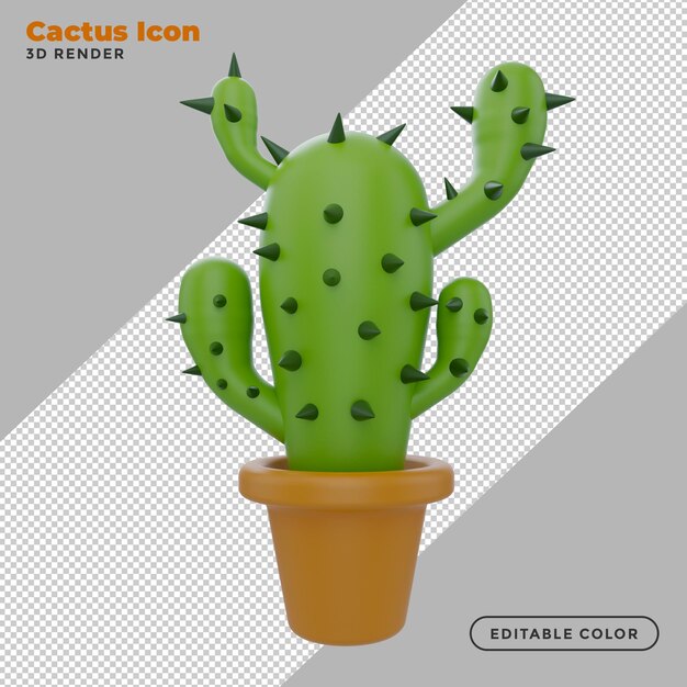3d-abbildung. minimales konzept des isolierten kaktus