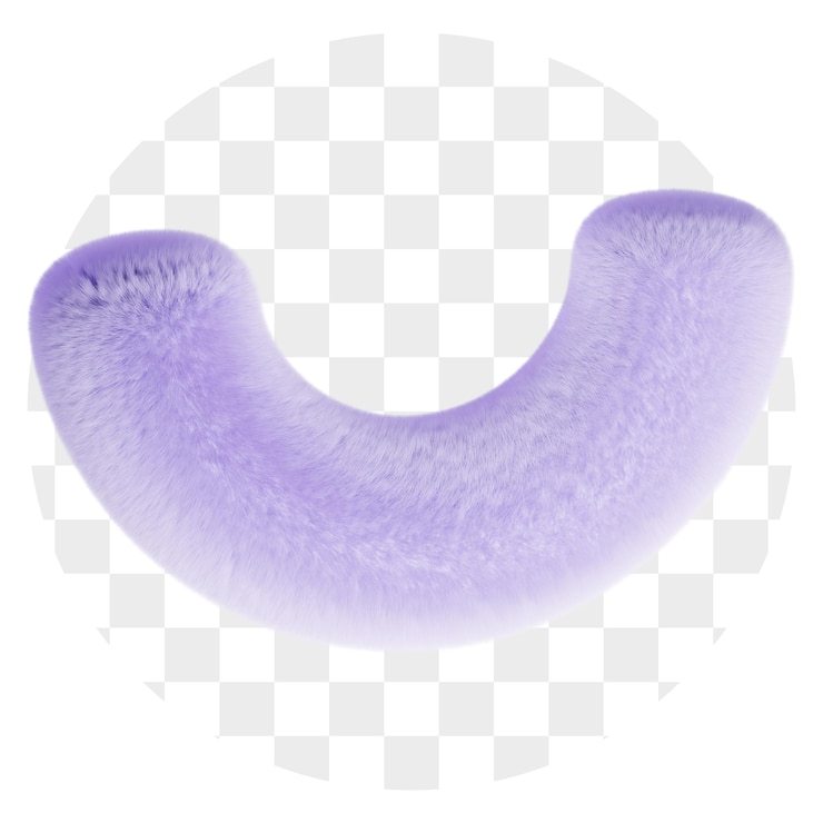 PSD 3d abstract fluffy purple push u shape (forma de u em 3d)