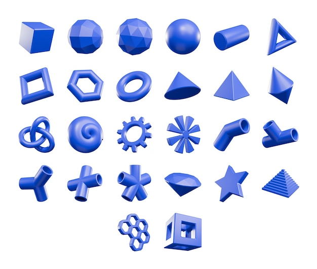 3d abstract object icon pack blue