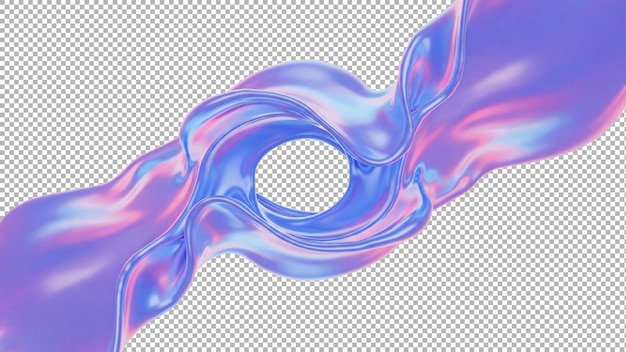 3D-abstrakte Flüssigkeit Splash holographisches metallisches iridessentes transparentes PNG-Design UI-Digitalelement