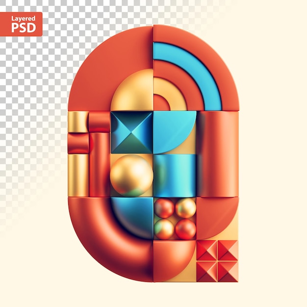 3d abstrakter geometrischer buchstabe