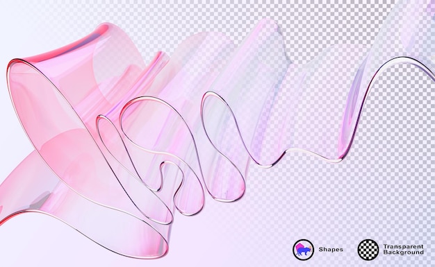 3D-abstraktes flüssiges Glas durchsichtiges Band Falten Wellenlinie Rendern Regenbogen-Flüssigkeitskurvenform mit Dispersion hellrot rosa holographischer Gradient Fliegendes glänzendes Designelement