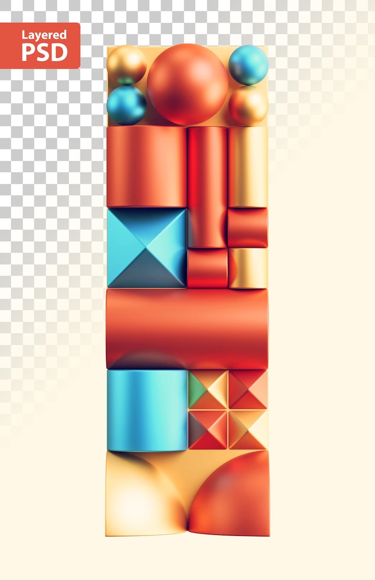PSD 3d abstraktní geometrické písmeno