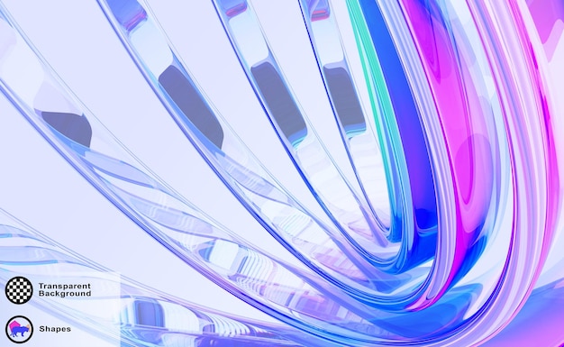 3d abstrato vidro líquido holográfico fundo transparente bandeira tecnológica digital dinâmica de linhas de onda curva com efeito de dispersão de cor arco-íris luz e renderização de textura de gradiente