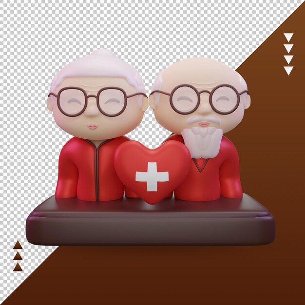 3d abuelos día amor suiza bandera renderizado vista frontal