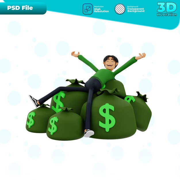 PSD 3d acostado en la bolsa de dinero