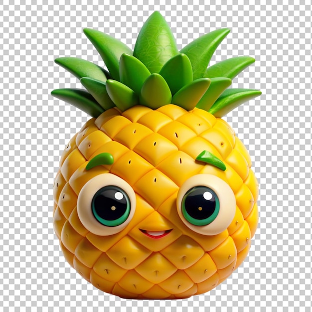 3d adesivo ananas carino sfondo trasparente