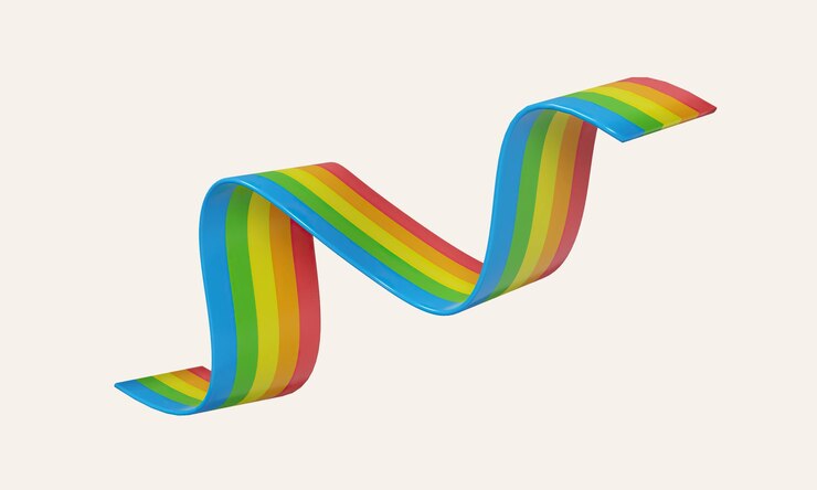 PSD 3d agitando bandera lgbt arco iris o fondo transparente símbolo del orgullo gay lgbt icono aislado en fondo blanco ilustración de renderización 3d camino de recorte