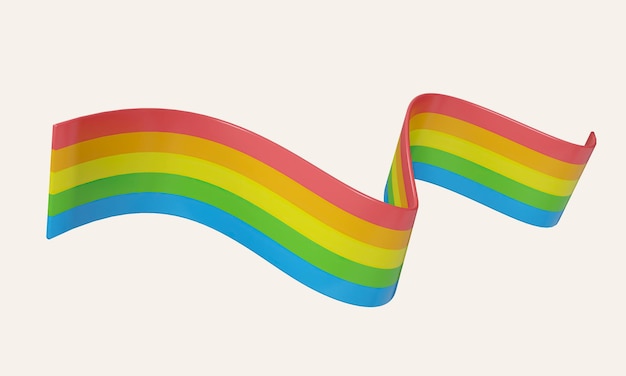 3d agitando la bandiera dell'arcobaleno LGBT o lo sfondo trasparente Simbolo dell'iconico orgoglio gay LGBT isolato su sfondo bianco Illustrazione di rendering 3d Sentiero di ritaglio