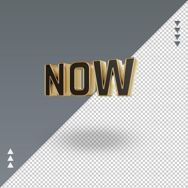 3d ahora icono de oro negro renderizado vista derecha