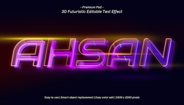 3d ahsan bearbeitbarer texteffekt