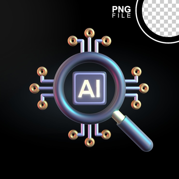 PSD 3d ai artificial intelligence search icon design